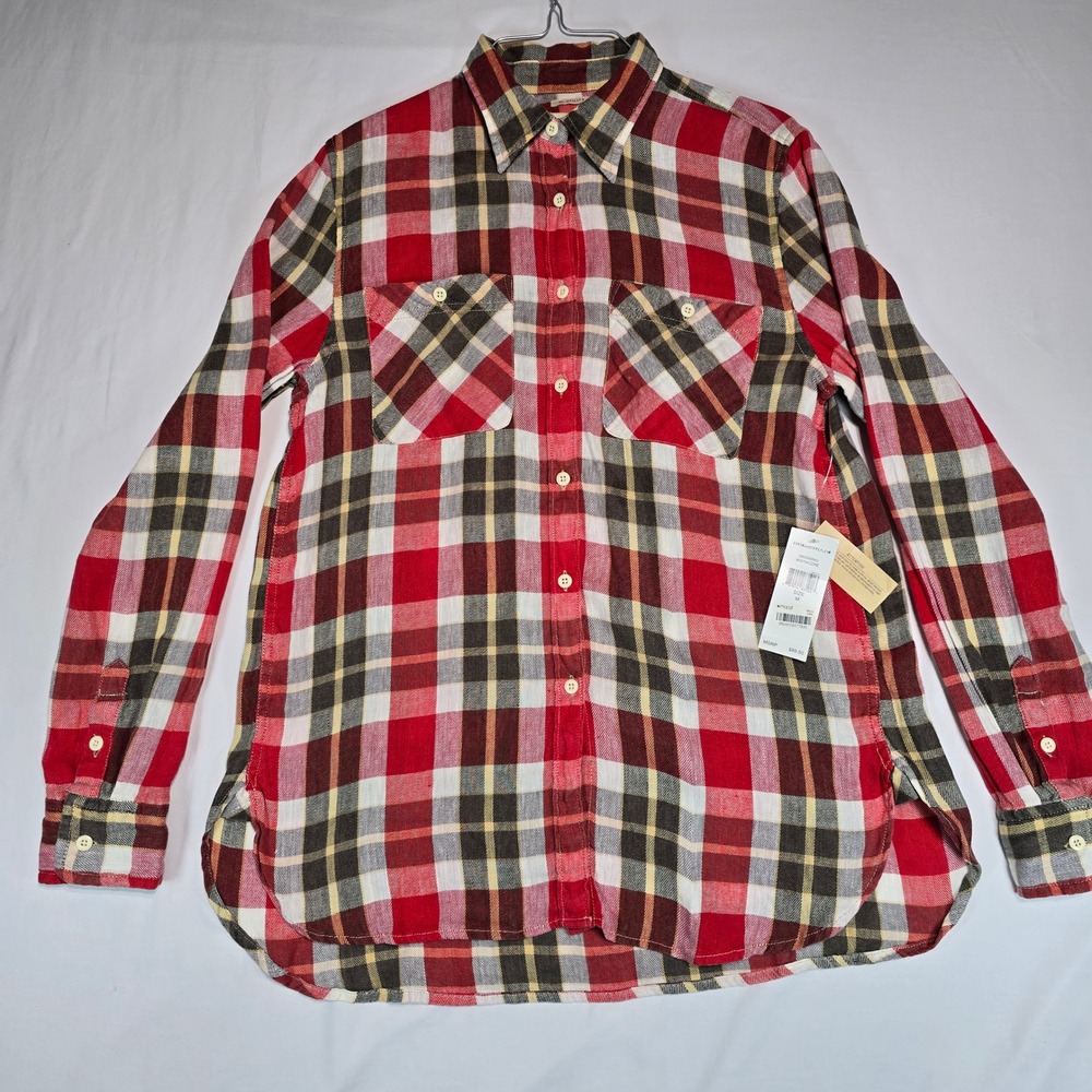 Denim & Supply Ralph Lauren Mens Red Plaid Linen Blend Utility Shirt M NEW